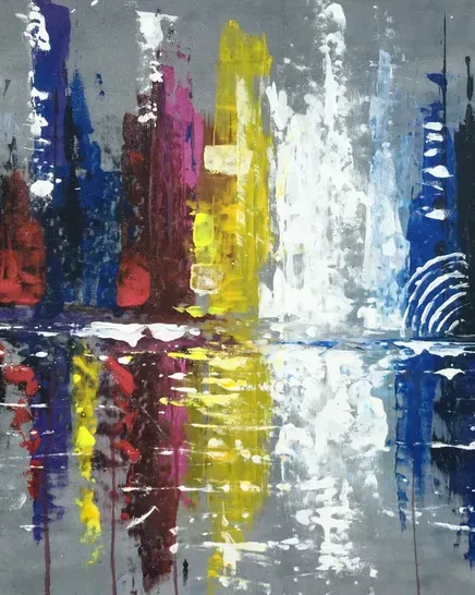 Cityscape Reflections, artwork by John Kwame Eduafo (signed Citizen Kwame)
