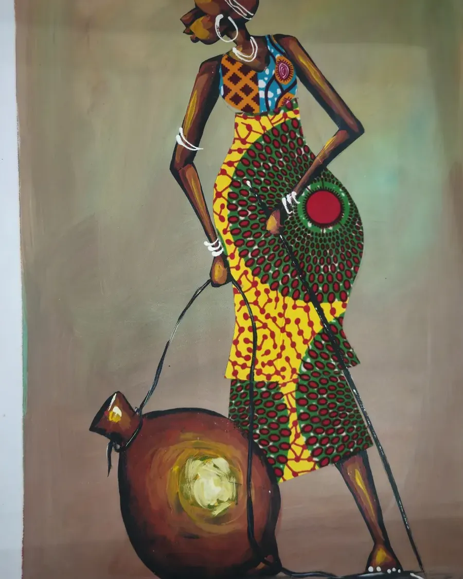 Village at Dusk, artwork by John Kwame Eduafo